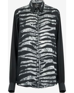 Roberto Cavalli Zebra-Print Shirt - Black
