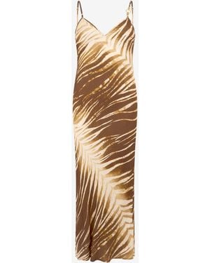 Roberto Cavalli Natural Barb Print Dress - Metallic