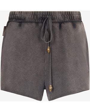 Roberto Cavalli Shorts With Logo On The Back - Grey