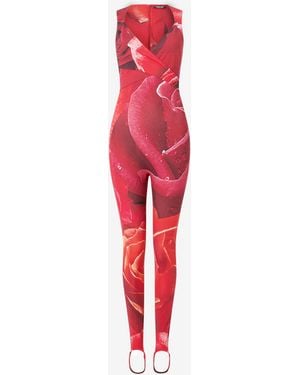 Roberto Cavalli Rose-Print Sleeveless Jumpsuit - Red
