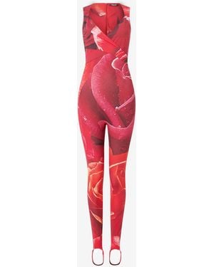 Roberto Cavalli Rose-Print Sleeveless Jumpsuit - Red