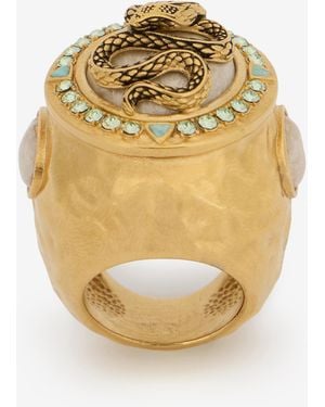 Roberto Cavalli Bague Serpent Sertie De Gemmes - Métallisé