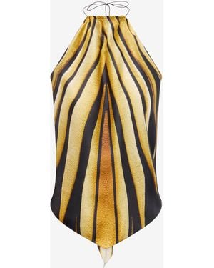 Roberto Cavalli Top Dos Nu En Soie Imprimé Ray Of - Métallisé