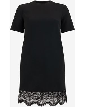 Roberto Cavalli Mini Dress With Lace On The Hem - Black