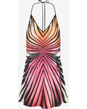 Roberto Cavalli Ray Of Paradise Print Silk Mini Dress - White