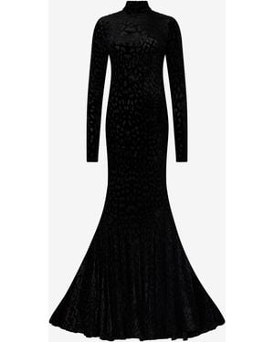 Roberto Cavalli Long Dress With Jaguar Skin Pattern - Black