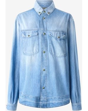 Roberto Cavalli Denim Shirt With Jewel Buttons - Blue