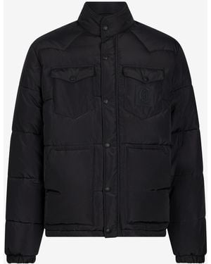 Roberto Cavalli Puffer Jacket With Monogram Jc - Black