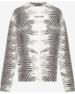 Roberto Cavalli Zebra Print Sweatshirt - White