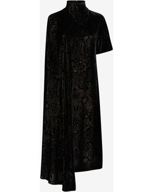 Roberto Cavalli Long Dress With Brocade Print - Black