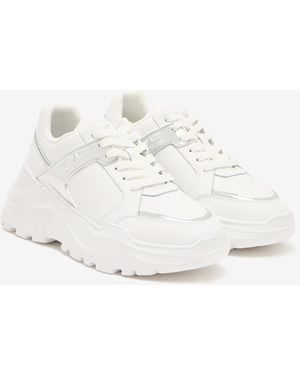 Roberto Cavalli Sneakers Avec Empiècements Miroir - Blanc