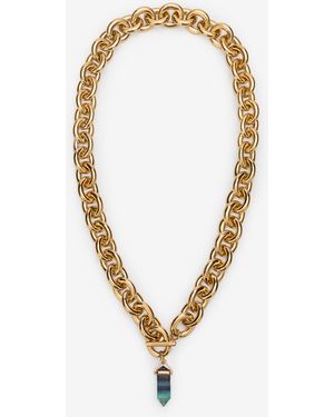 Roberto Cavalli Chain Necklace With Stone Pendant - White
