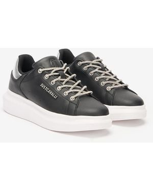 Roberto Cavalli Sneakers À Lacets Avec Strass - Noir
