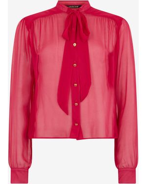 Roberto Cavalli Fuchsia Tie-Neck Shirt - Pink