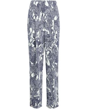 Roberto Cavalli Iris Print Straight Leg Trousers - Blue