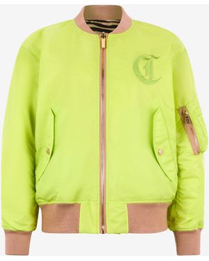 Roberto Cavalli Giacca Bomber Con Monogram Jc - Giallo