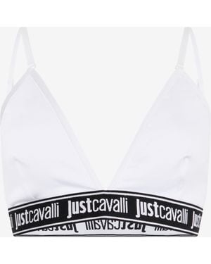 Roberto Cavalli Sujetador Triangular Blanco Con Banda Logotipo