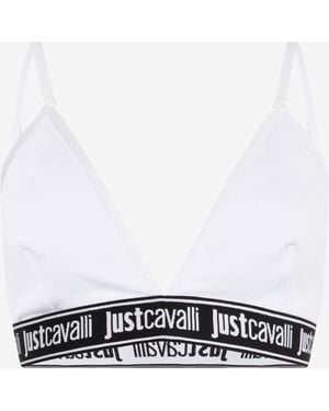 Roberto Cavalli Sujetador Triangular Blanco Con Banda Logotipo