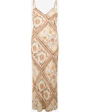 Roberto Cavalli Persian Tarot Print Slip Dress - White