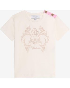 Roberto Cavalli Cream T-Shirt With Monogram Rc - Multicolour