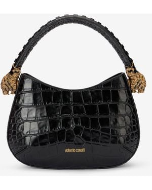 Roberto Cavalli Roar Bag Hobo With Jewel Tigers - Black