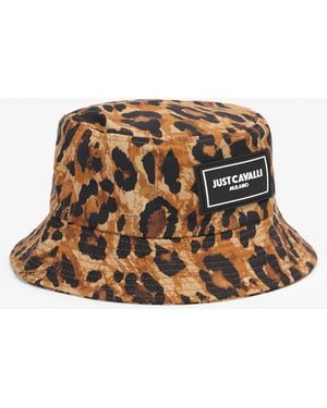 Roberto Cavalli Leopard Print Cotton Hat - Natural