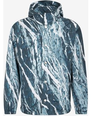 Roberto Cavalli Marble-Print Bomber Jacket - Blue