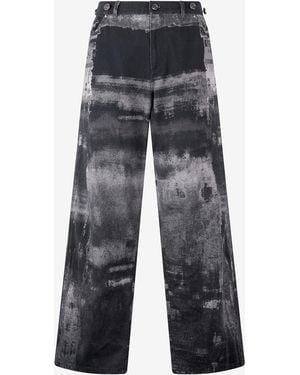 Roberto Cavalli Pure Cotton Trousers With A Used Effect - Blue