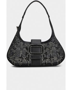 Roger Vivier Mesh Pilgrim Mini Hobo Bag - Black