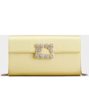 Roger Vivier Flower Strass Buckle Clutch - Natural