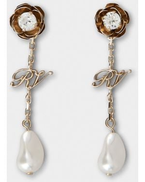 Roger Vivier Rose Pearls Long Earrings - Natural