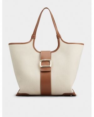 Roger Vivier Viv Choc Medium Shopping Bag Natural Coloured