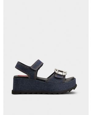 Roger Vivier Sandales Compensées Slidy Viv' - Bleu
