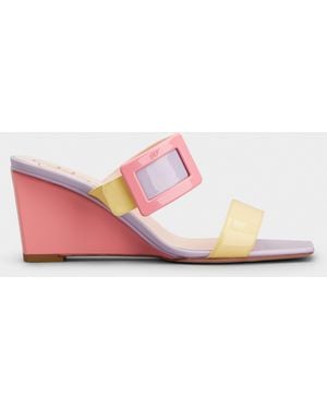 Roger Vivier Belle Vivier Wedge Mules - Pink