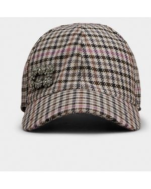 Roger Vivier Gorra con visera efflorescence en tejido a cuadros rosanegrobeis l - accessories - Gris
