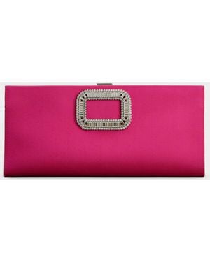 Roger Vivier Pochette Boucle Pilgrim En Satin - Rose