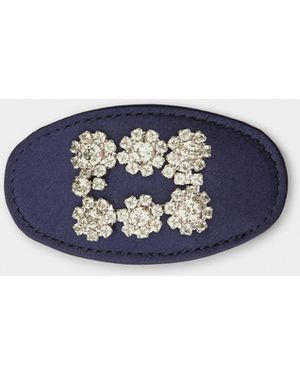 Roger Vivier Clip Pelo Efflorescence En Raso - Azul