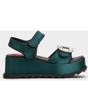 Roger Vivier Slidy Viv' Wedge Sandals - Green