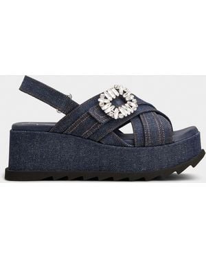 Roger Vivier Slidy Viv' Wedge Sandals - Blue