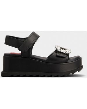 Roger Vivier Slidy Viv' Wedge Sandals - Black