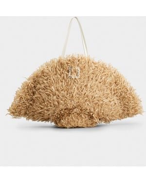 Roger Vivier Très Vivier Large Shopping Bag In Raffia Whitebeige - Bags - Natural
