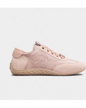 Roger Vivier Viv Low Trainers In Suede - Pink