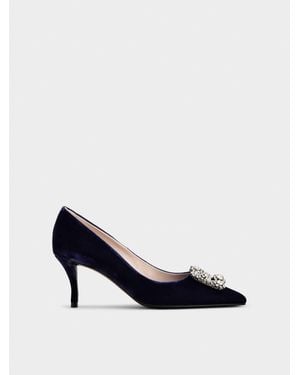 Roger Vivier Flower Strass Buckle Court Shoes - Blue