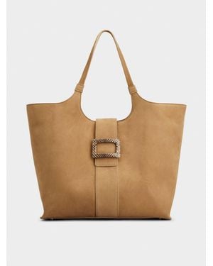 Roger Vivier Belle Vivier Medium Shopping Bag - Natural