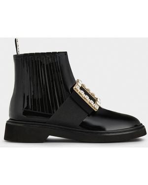 Roger Vivier Viv' Rangers Chelsea Booties - Black