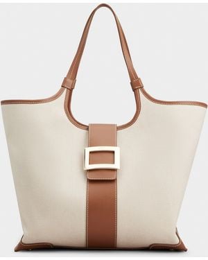 Roger Vivier Viv' Choc Medium Shopping Bag - Natural