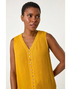 Roman Sleeveless Button Detail Vest - Orange