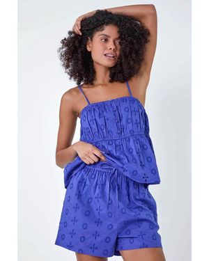 D.u.s.k Cotton Broderie Anglaise Shorts - Blue