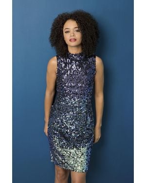 Roman Stunning Ombre Sequin Dress - Blue