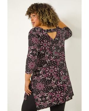 Roman Curve Paisley Print Bar Back Top - Pink